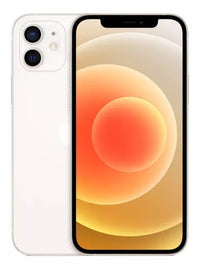 iPhone 12 in white with 128 GB storage, 6.1-inch screen, and dual rear cameras.