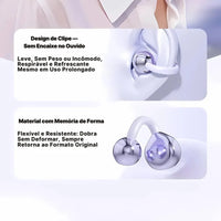 Bluetooth FreeClips earphones with open-ear design, lightweight and comfortable, showcasing flexible, clip-on style.