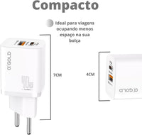 Compact turbo charger 40W by A'Gold, 2 USB ports, ideal for travel.