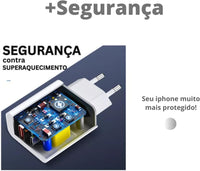 Turbo 40W charger kit with Tipo-C connection, featuring overheat protection and fast charging.