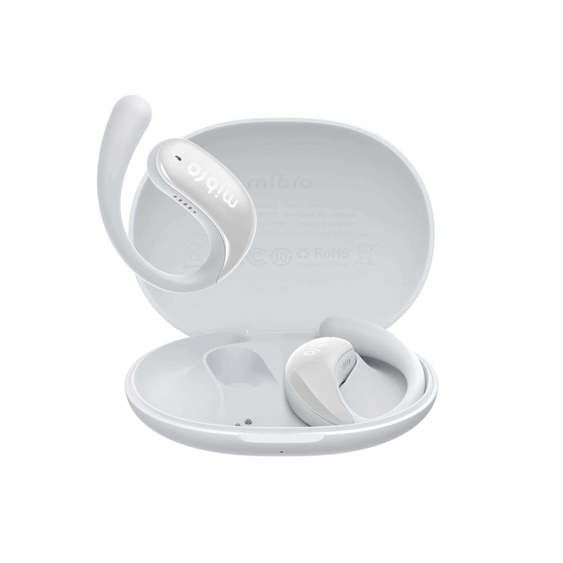 Mibro OpenEar multi-purpose gadget with open-ear earphones in a sleek charging case.