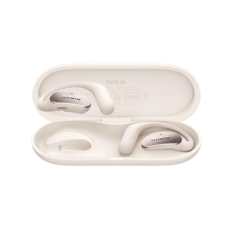 Mibro OpenEar Pro open-ear sport earphones in charging case, compact and lightweight design.