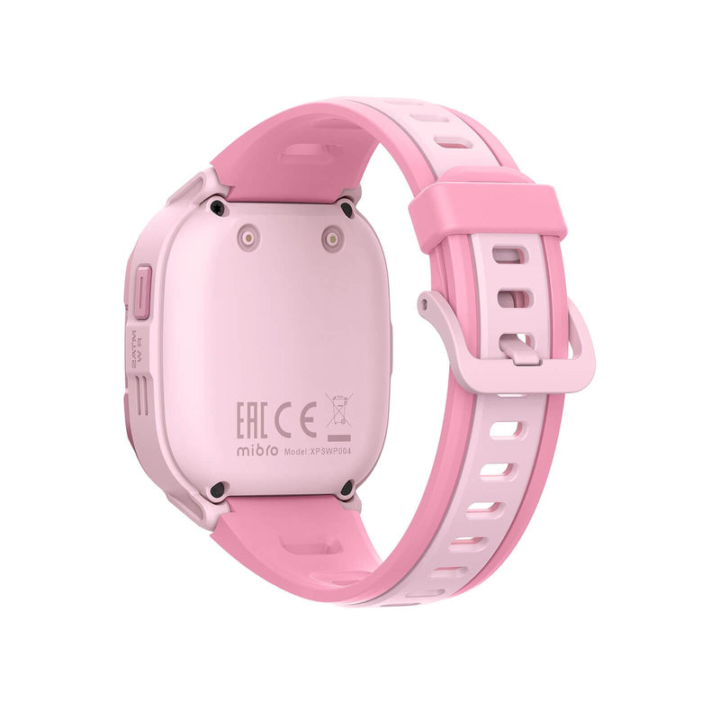 Mibro Kids P6 smartwatch in pink with all-day safety, video calls, long battery life, waterproof design, and sports modes.
