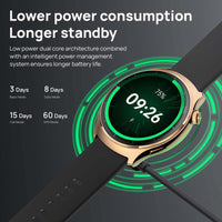 Smartwatch Mibro Lite 3 Pro with AMOLED HD display, Bluetooth calls, GPS, 5ATM water resistance, and metal body for durability.