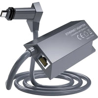 Adaptador para Antena Ethernet Starlink RJ45 V2 en color gris, diseño compacto y conector RJ45.